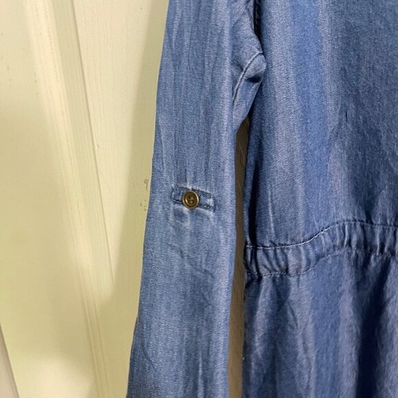 Authentic Brand Womens Blue 100% Tencel Drawstring Waist Roll Tab Dress Medium - Picture 4 of 7